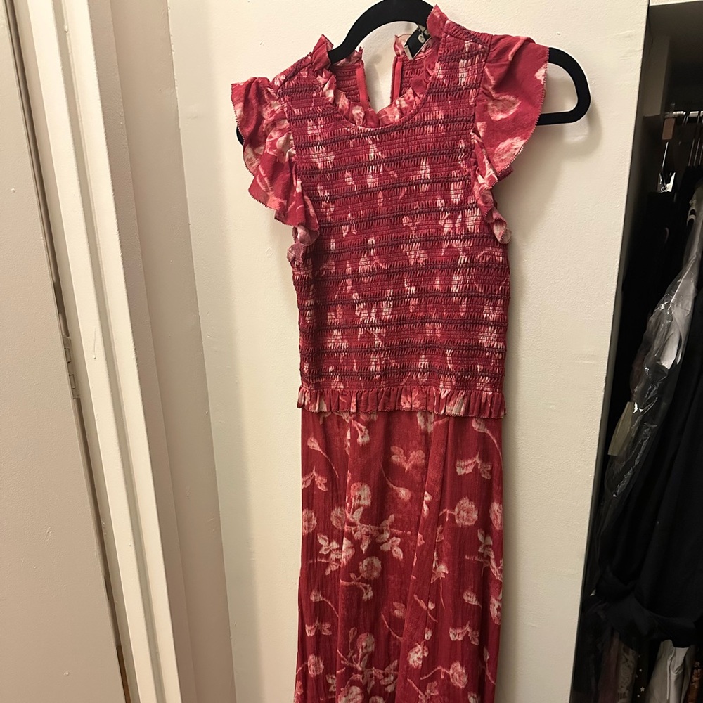 Sea smocked floral dress